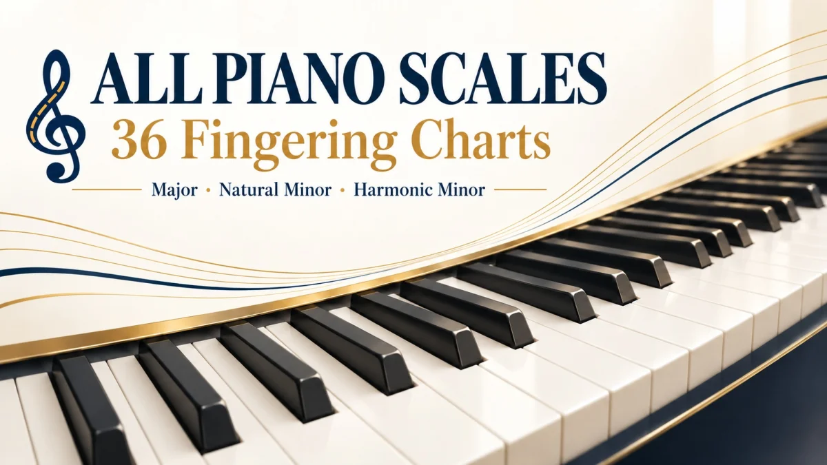 All Piano Scales: 36 Fingering Charts, PDFs & JPEGs